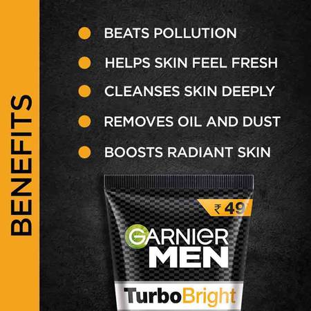 Garnier Men Turbo Bright Anti-Pollution Double Action Face Wash