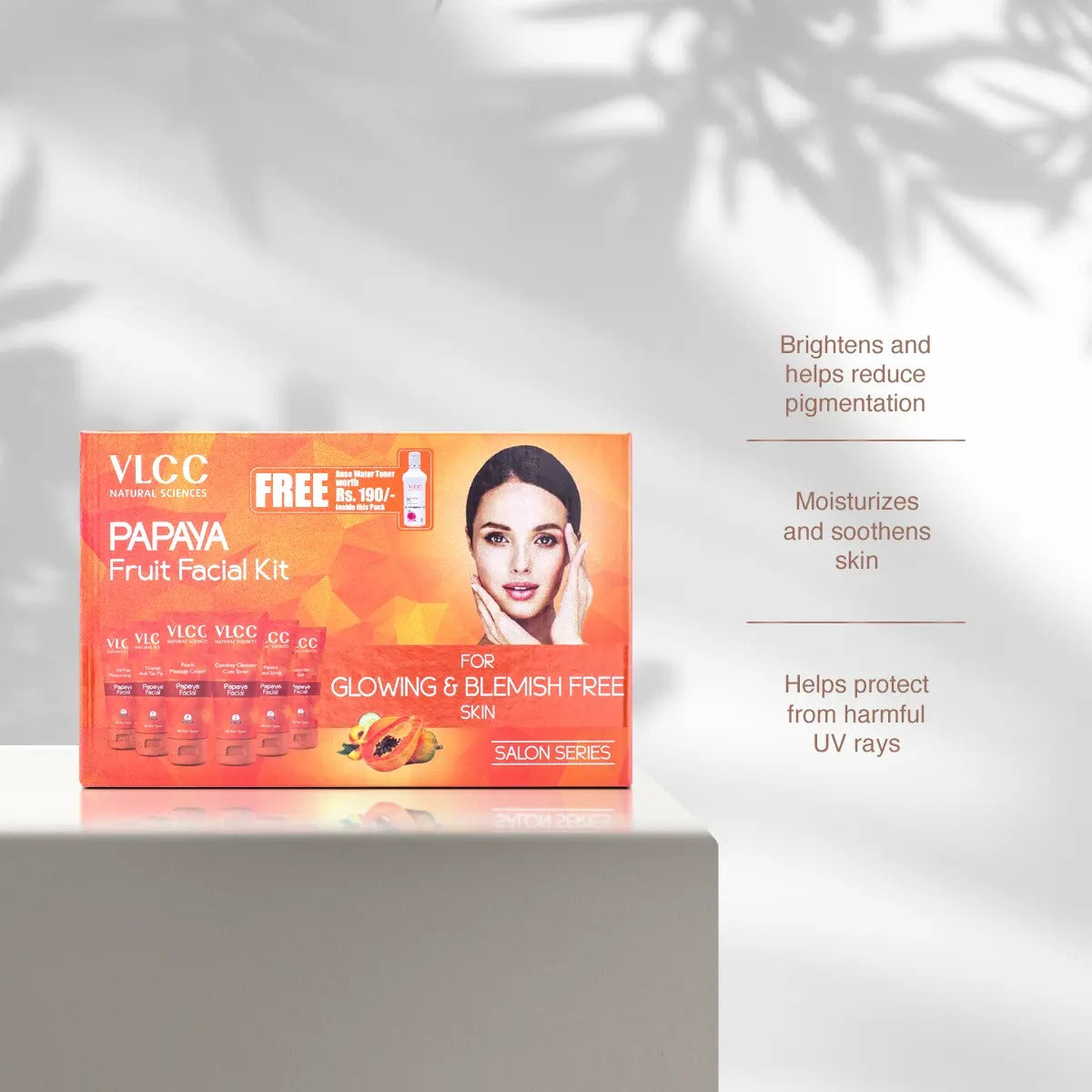 VLCC Papaya Fruit Facial Kit - 300 g with FREE Rose Water Toner