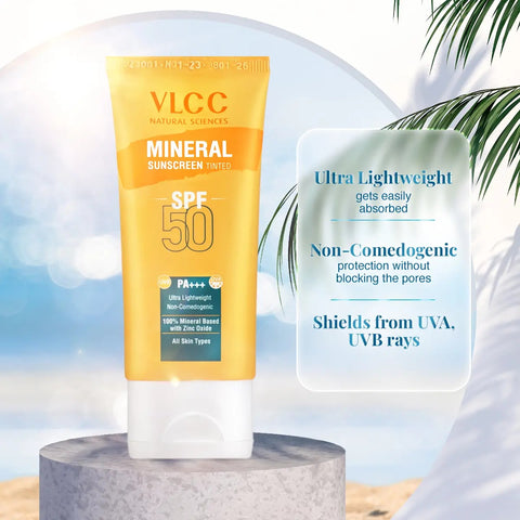 VLCC Mineral Sunscreen Tinted SPF 50 PA+++ Ultra Lightweight Non-Comedogenic