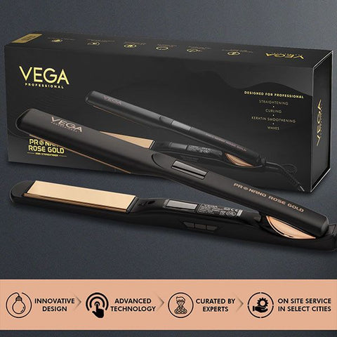 Vega Professional Pro Nano Rose Gold Hair Straightener - VPPHS-01