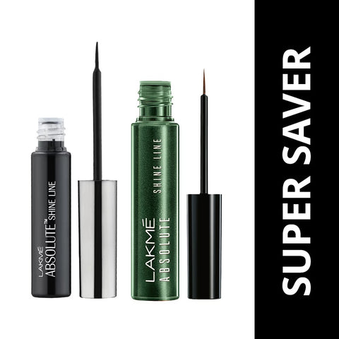 Lakme Shine Line Black + Sparkling Olive Combo