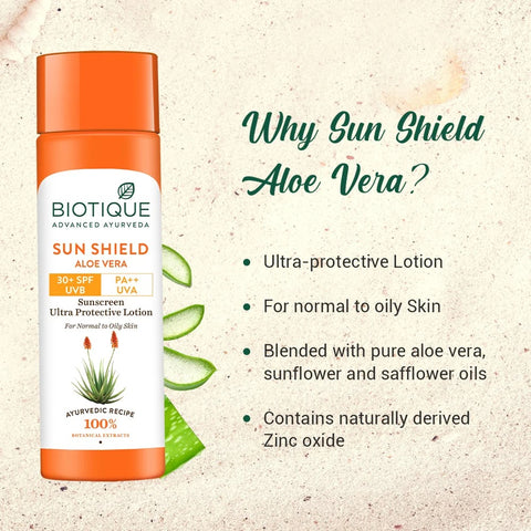 Biotique Sun Shield Aloe Vera Spf 30+ Sunscreen Lotion