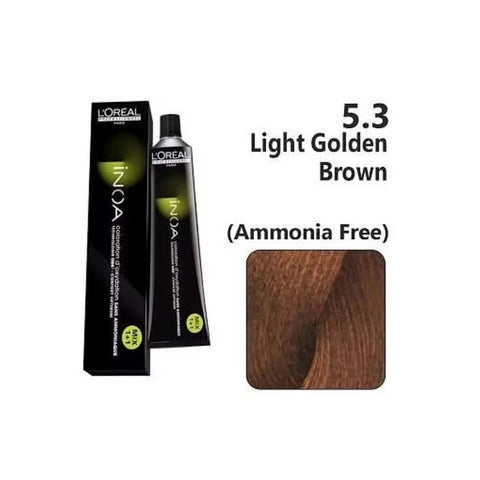 L'Oreal Inoa Ammonia Free Hair Color 5.3 Light Golden Brown