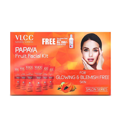 VLCC Papaya Fruit Facial Kit - 300 g with FREE Rose Water Toner