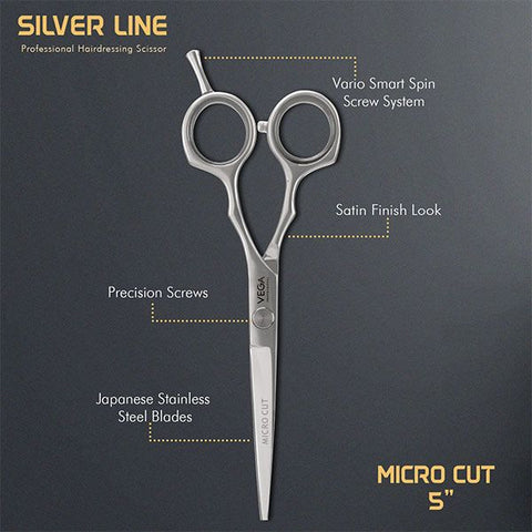 Vega Professional Micro Cut 5 Silver line Hairdressing Scissor - VPVSC-22