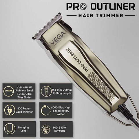 Vega Pro Outliner Corded T-Blade Hair Trimmer (12V 0.5amp) - VPPHT-01