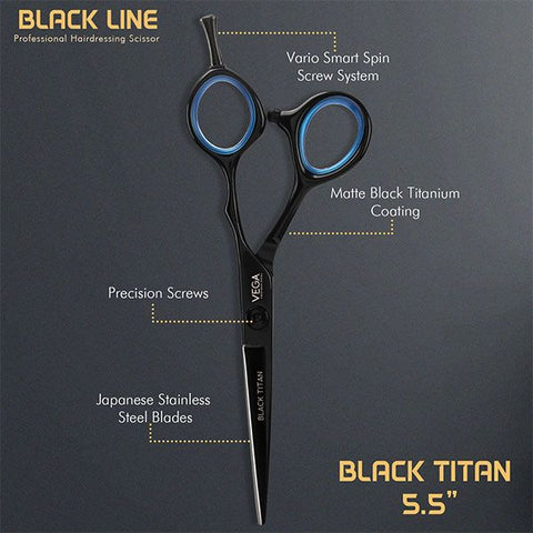 Vega Professional Black Titan 5.5 Black line Hairdressing Scissor-VPPSC-04