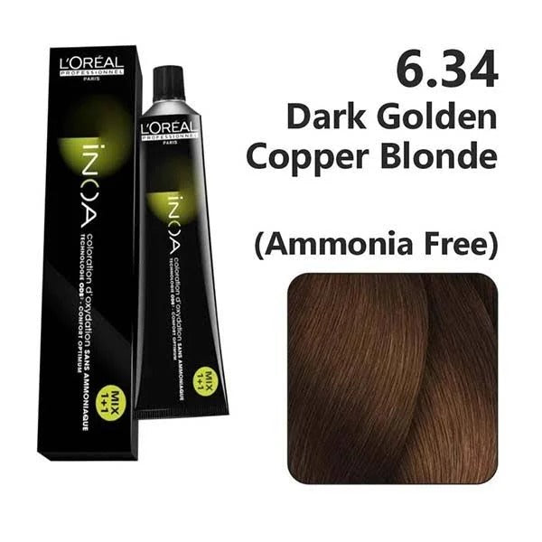 Loreal Inoa Ammonia Free Hair Color 6.34 Dark Golden Copper Blonde