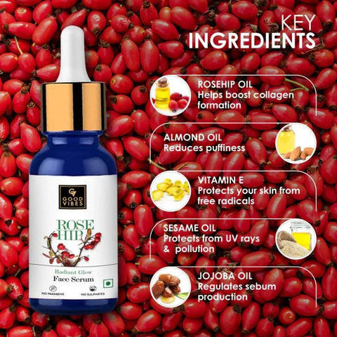 Good Vibes Rosehip Radiant Glow Face Serum with Vit - E