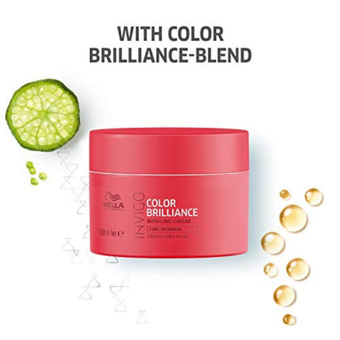 Wella Professionals Invigo Color Brilliance Hair Mask for Coloured Hair Colour Protecting Treatment for Fine, Normal, Treated Hair & nbsp; With Lime Caviar