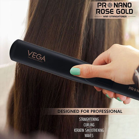 Vega Professional Pro Nano Rose Gold Hair Straightener - VPPHS-01