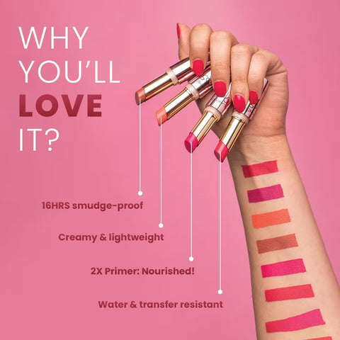 Lakme 9 To 5 Primer + Matte Lipstick - MP7 Blushing Nude 3.6g