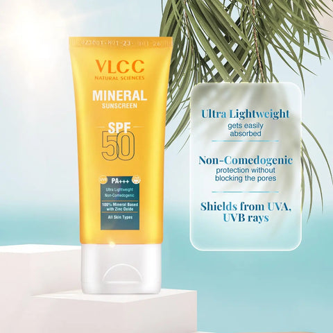 VLCC Mineral Sunscreen SPF 50 PA+++ Ultra Lightweight Non-Comedogenic