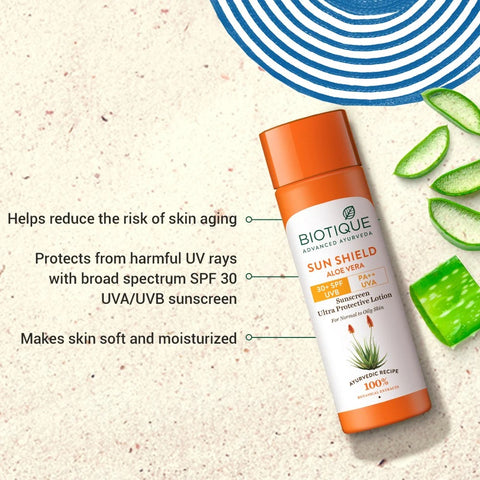 Biotique Sun Shield Aloe Vera Spf 30+ Sunscreen Lotion