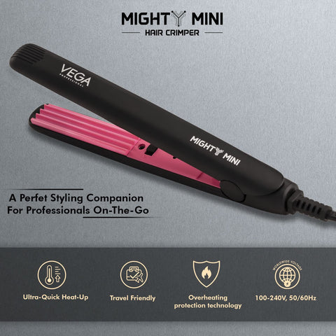 VEGA Professional Mighty Mini Hair Crimper, (VPVMS-06), Black