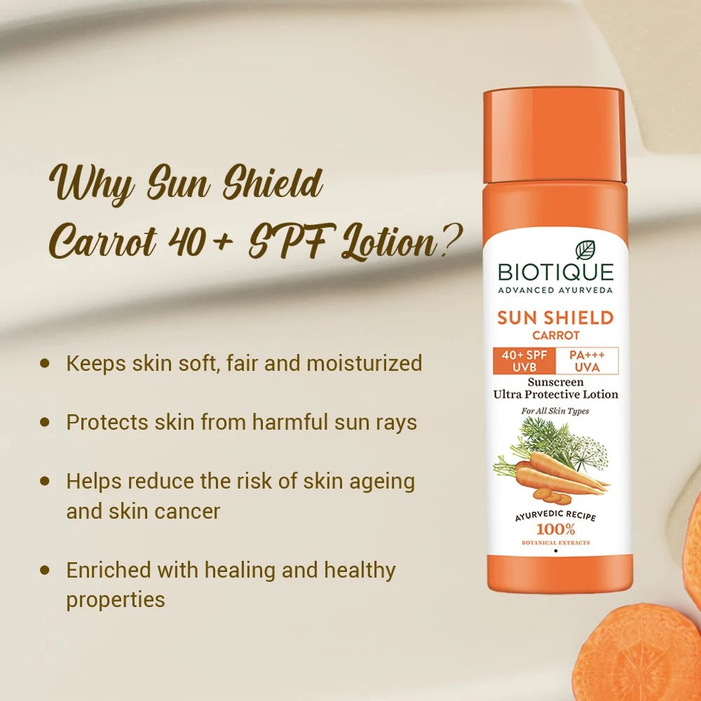 Biotique Sun Shield Carrot 40+Spf Sunscreen Lotion