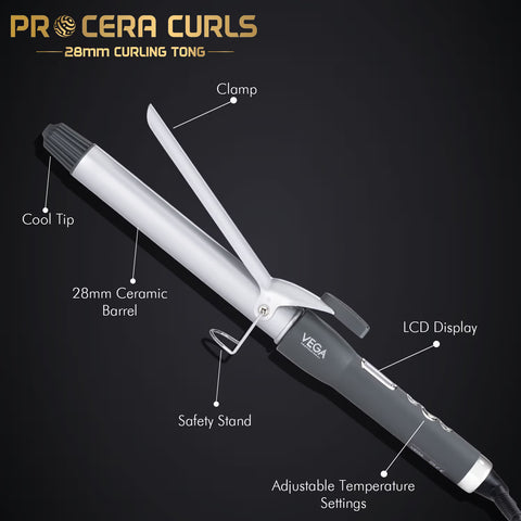 VEGA Professional Pro Cera Curls 28mm Barrel Hair Curler (VPMCT-05)