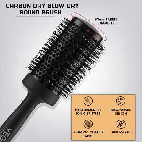 Vega Professional Vpmhb-11 Carbon 53mm Dry Round Hair Brush