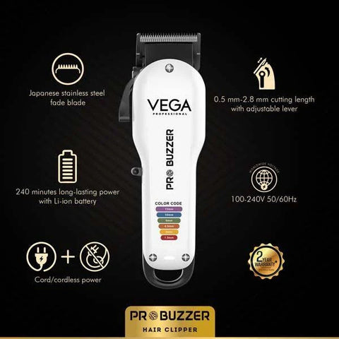 Vega Professional Pro Buzzer Cord/Cordless Hair Clipper – VPMHC-08