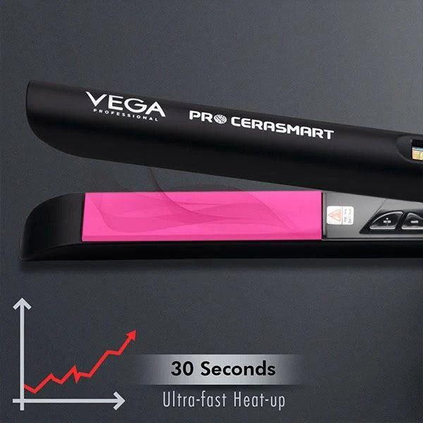 Vega Professional VPMHS-06 Pro Cera Smart Hair Straightener with Floating Plates - Black