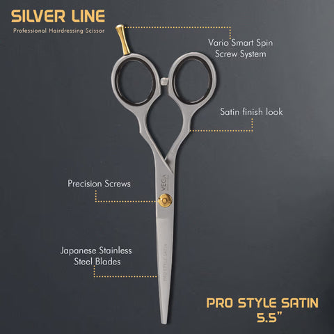 VEGA Professional Pro Style Satin 5.5 Silver Line Hairdressing Scissor