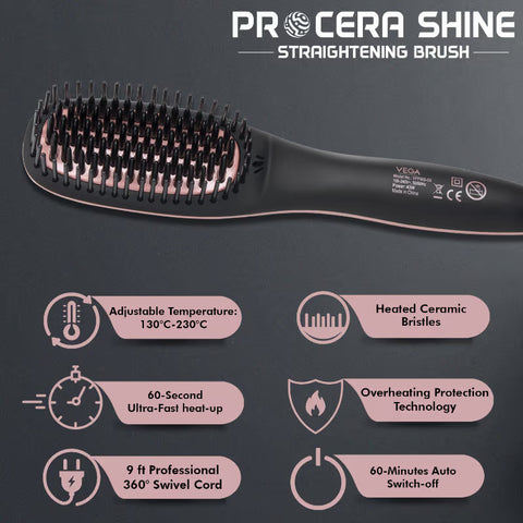 VEGA Professional Pro Cera Shine Hair Straightening Brush