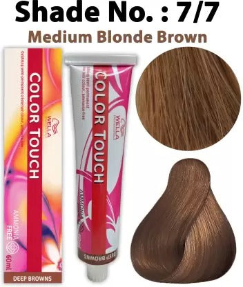 Wella Professionals Color Touch Deep Browns Oxidising Semi-Permanent Ammonia Free Creme Hair Colour 7/7 Colorant Tube, Medium Blonde Brown