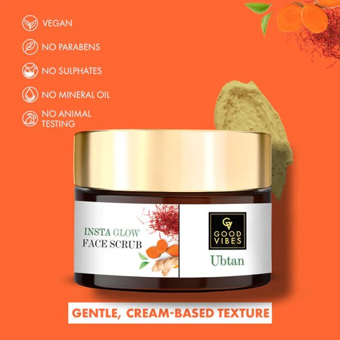 Good Vibes Ubtan Insta Glow Face Scrub With Turmeric, Saffron, Vitamin B3