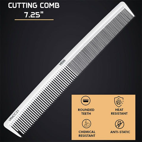 Vega Professional Carbon Cutting Comb-White Line 7.25" - VPMCC-21