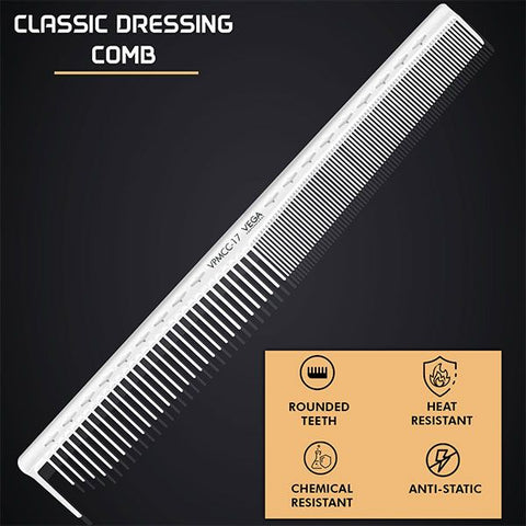 Vega Professional Carbon Classic Dressing Comb-White Line - VPMCC-17