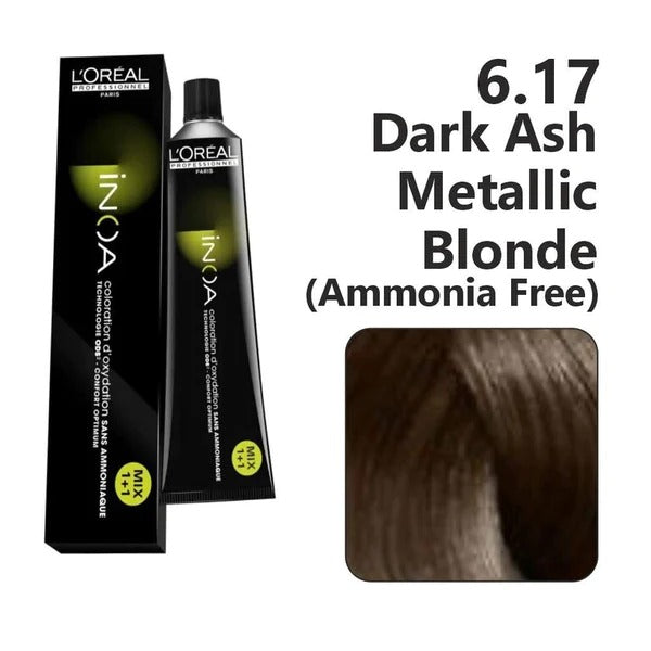 L'Oreal Professionnal Inoa 6.17 Dark Ash Mettalic Blonde