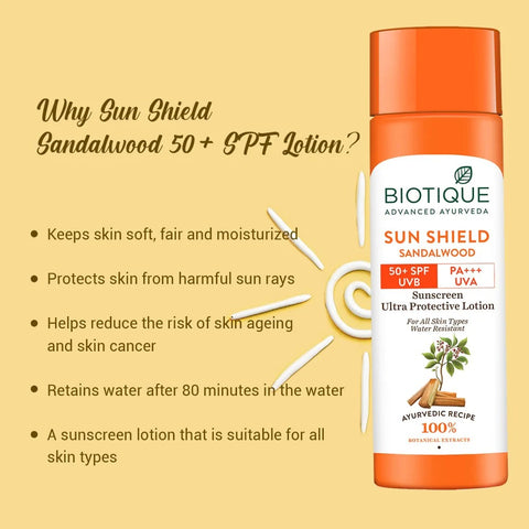 Biotique Sun Shield Sandalwood 50+Spf Suncreen Lotion