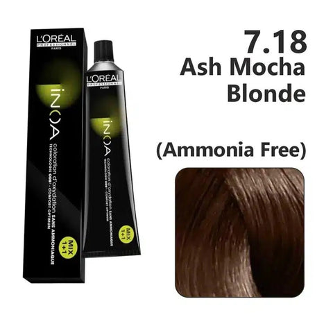 Loreal Inoa Ammonia Free Hair Color 7.18 Ash Mocha Blonde