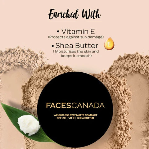 Faces Canada Weightless Stay Matte Compact SPF20 Vitamin E & Shea Butter