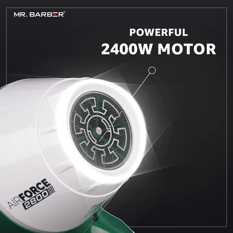 Mr. Barber AirForce 2800 Hair Dryer (Green & White)