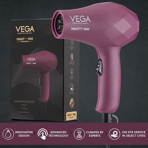 Vega Professional Mighty Mini 1000W Hair Dryer- Burgundy - VPVHD-06