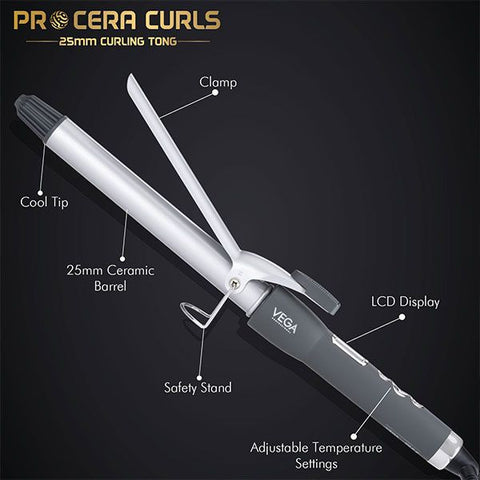 Vega Professional Pro Cera Curls 25mm Barrel Hair Curler - VPMCT-04