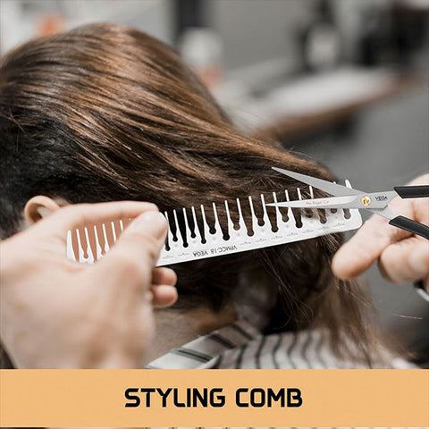 Vega Professional Carbon Styling Comb-White Line - VPMCC-18