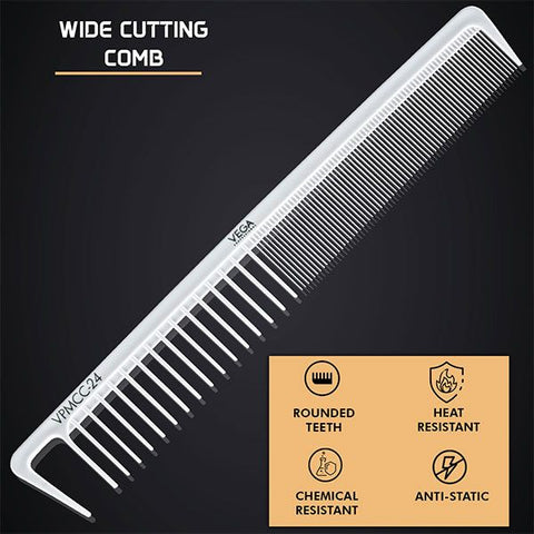 Vega Professional Carbon Wide Cutting Comb-White Line - VPMCC-24